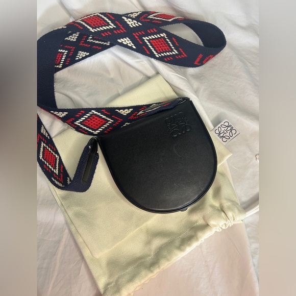 Loewe Handbags - Loewe Heel Crossbody Bag in Black Leather & Woven Strap